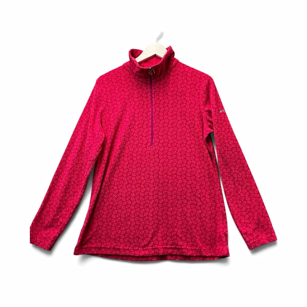 Columbia Womens 1/4 Zip Fleece Pullover Jacket Pink Geometric Size L